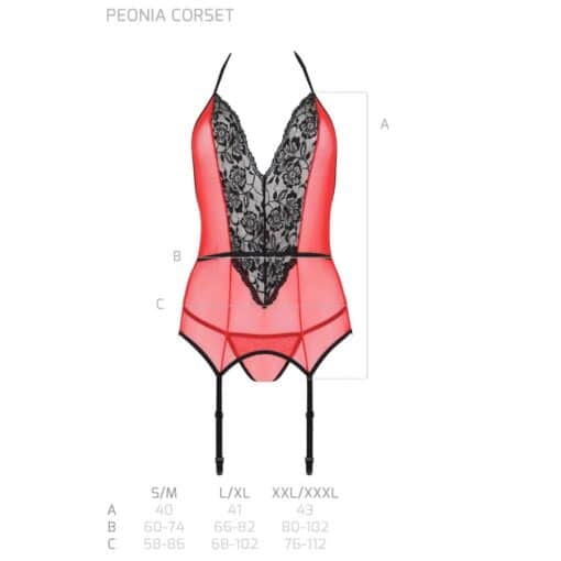PASSION - PEONIA CORSET EROTIC LINE ROJO L/XL - Imagen 6