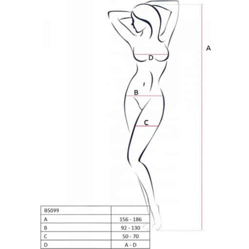 PASSION - BS099 BODYSTOCKING BLANCO TALLA ÚNICA - Imagen 5