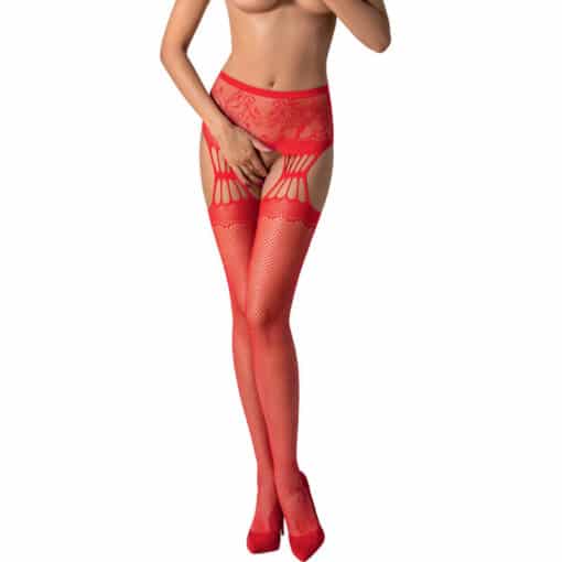 PASSION - S027 MEDIAS CON LIGUERO ROJO TALLA ÚNICA