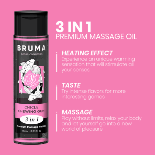 BRUMA - ACEITE DE MASAJE PREMIUM EFECTO CALOR SABOR CHICLE 3 EN 1 - 100 ML - Imagen 4