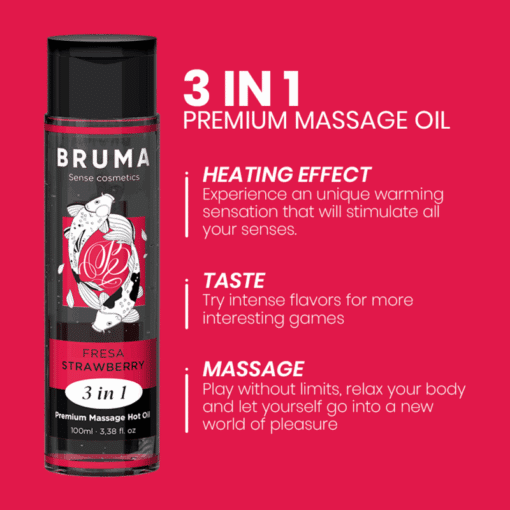 BRUMA - ACEITE DE MASAJE PREMIUM EFECTO CALOR SABOR FRESA 3 EN 1 - 100 ML - Imagen 4
