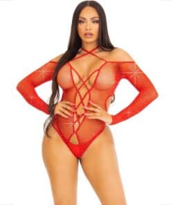 LEG AVENUE - BODY CROTCHLESS CON BRILLO ROJO