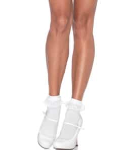 LEG AVENUE - CALCETINES CON VOLANTE ENCAJE BLANCO