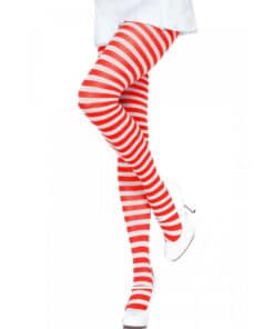 LEG AVENUE - MEDIAS DE RAYAS BLANCO/ROJO