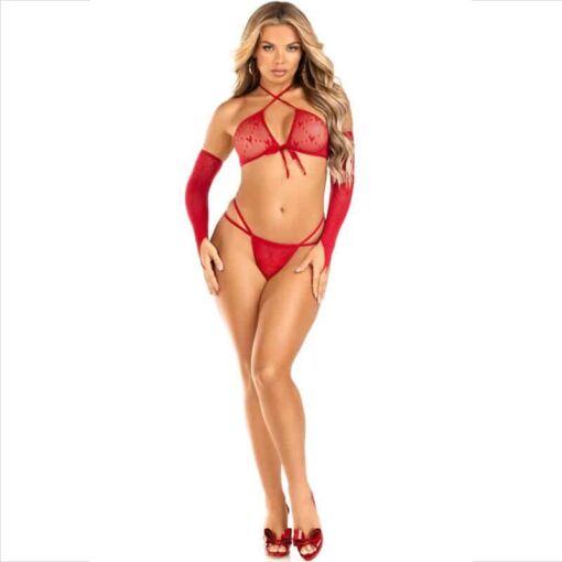 LEG AVENUE - SET 3 PIEZAS TOP + TANGA + MANGAS - Imagen 5