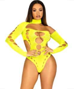 LEG AVENUE - BODY SIN COSTRURAS CON TANGA AMARILLO