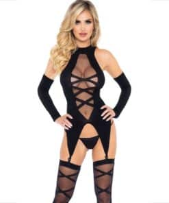 LEG AVENUE - SET 3 PIEZAS BODY + MEDIAS + MANGAS