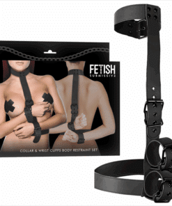 FETISH SUBMISSIVE BONDAGE - CONJUNTO DE SUJECIÓN PARA EL CUERPO DE CUELLO Y MUÑEQUERAS