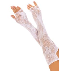 LEG AVENUE - GUANTES SIN DEDOS RED FLORAL BLANCO