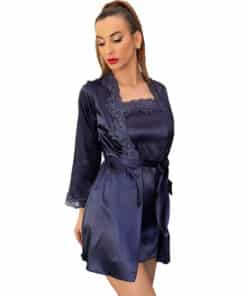 LIVCO CORSETTI FASHION - JACQUELINE LC 90249 BATA + CAMISA + PANTY AZUL MARINO S/M