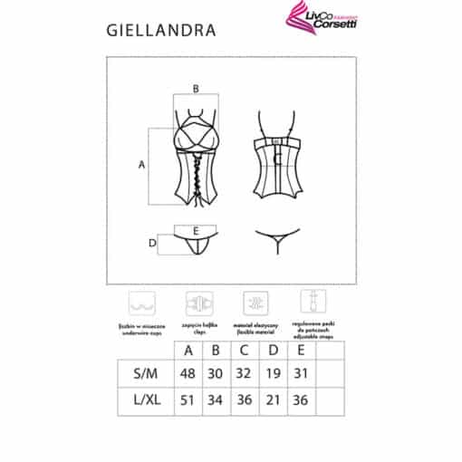 LIVCO CORSETTI FASHION - GIELLANDRA FOR THE SENSES COLLECTION CORSET + PANTY NEGRO S/M - Imagen 5
