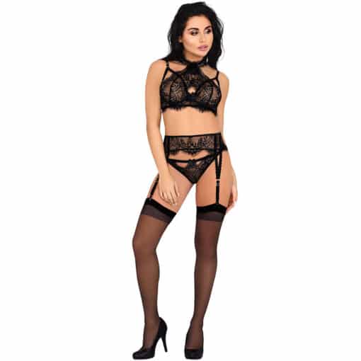 LIVCO CORSETTI FASHION - MAJALESA LC 90526 SUJETADOR + LIGUERO + PANTY BLACK L/XL - Imagen 3