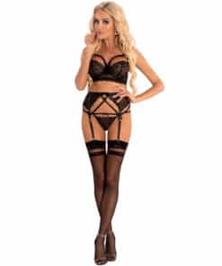 LIVCO CORSETTI FASHION - MORIDAM LC 90552 SUJETADOR + LIGUERO + PANTY NEGRO S/M