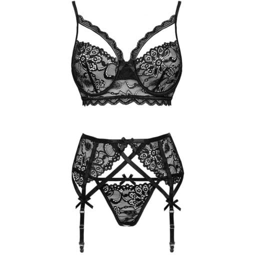 LIVCO CORSETTI FASHION - MORIDAM LC 90552 SUJETADOR + LIGUERO + PANTY NEGRO S/M - Imagen 6