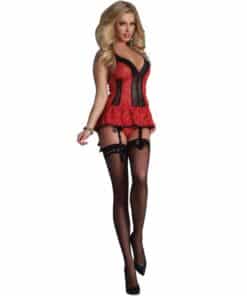 LIVCO CORSETTI FASHION - RED ROSE LC 90130 CORSET + PANTY ROJO S/M