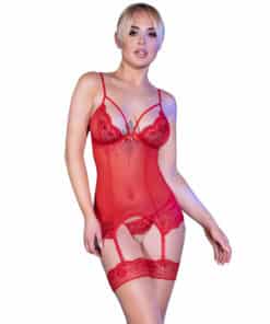 CHILIROSE - CR 4415 SET CORSET ROJO S/M