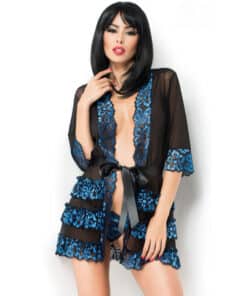 CHILIROSE - CR 3837 PEGNOIR AZUL & NEGRO S/M