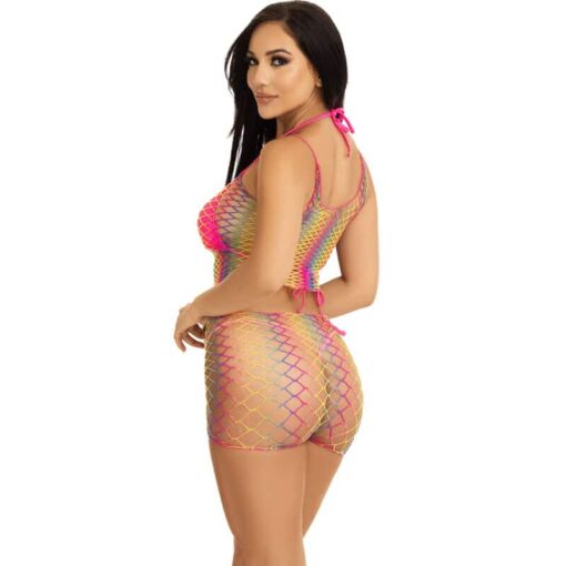 LEG AVENUE - SET TOP & PANTALON REJILLA MULTICOLOR - Imagen 2
