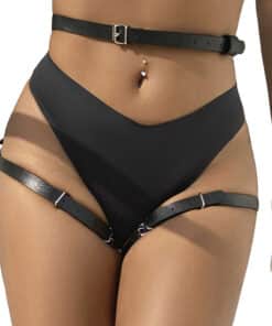 SUBBLIME - ARNÉS CINTURA Y PIERNAS CUERO NEGRO TALLA ÚNICA