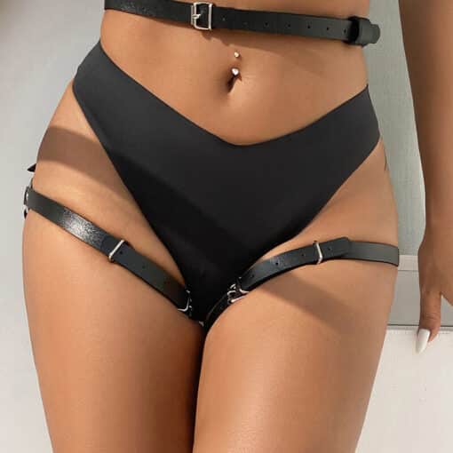 SUBBLIME - ARNÉS CINTURA Y PIERNAS CUERO NEGRO TALLA ÚNICA - Imagen 8