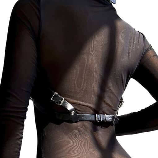 SUBBLIME - ARNÉS DE PECHO CUERO NEGRO TALLA ÚNICA - Imagen 3