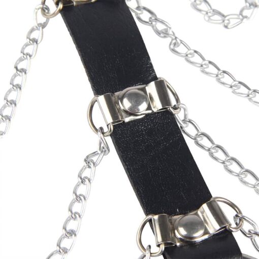 SUBBLIME - ARNÉS DE PECHO CADENAS CUERO NEGRO TALLA ÚNICA - Imagen 6