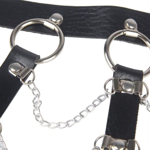 SUBBLIME - ARNÉS DE PECHO CADENAS CUERO NEGRO TALLA ÚNICA - Imagen 5