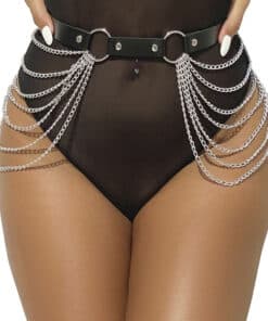 SUBBLIME - CINTURÓN DE CADENAS CUERO NEGRO TALLA ÚNICA