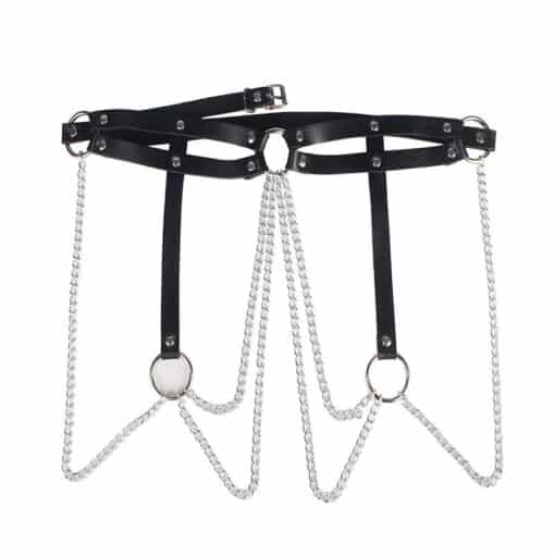 SUBBLIME - CINTURON DE CADENAS ANILLAS CUERO NEGRO TALLA ÚNICA - Imagen 4