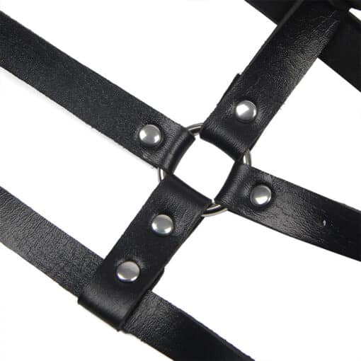 SUBBLIME - ARNÉS DE PECHO ANILLAS DE CUERO NEGRO TALLA ÚNICA - Imagen 5