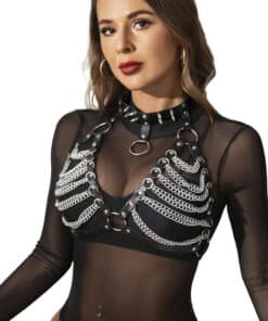 SUBBLIME - ARNÉS SUJETADOR Y COLLAR CON CADENAS TALLA ÚNICA