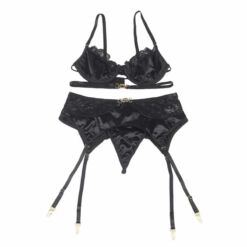 SUBBLIME - SET DE 3 PIEZAS SUJETADOR + TANGA + LIGA ENCAJE NEGRO S/M - piKanteo | Despierta tu lado más piKante