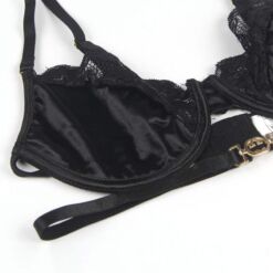 SUBBLIME - SET DE 3 PIEZAS SUJETADOR + TANGA + LIGA ENCAJE NEGRO S/M - piKanteo | Despierta tu lado más piKante