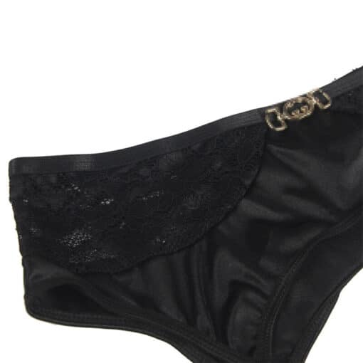 SUBBLIME - SET DE 3 PIEZAS SUJETADOR + TANGA + LIGA ENCAJE NEGRO L/XL - Imagen 8