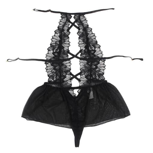 SUBBLIME - TEDDY CUELLO HALTER ESPALDA DESCUBIERTA ENCAJE NEGRO S/M - Imagen 6