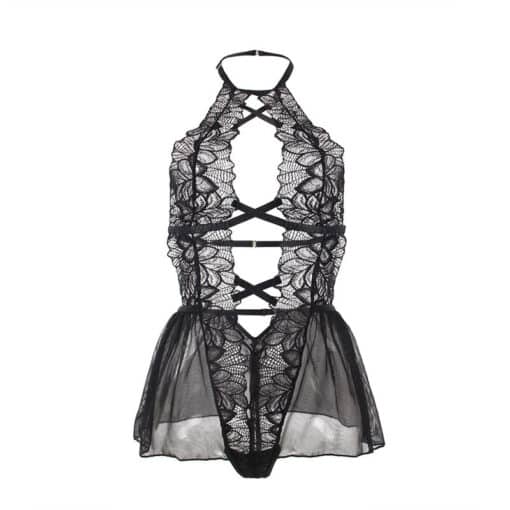 SUBBLIME - TEDDY CUELLO HALTER ESPALDA DESCUBIERTA ENCAJE NEGRO L/XL - Imagen 5