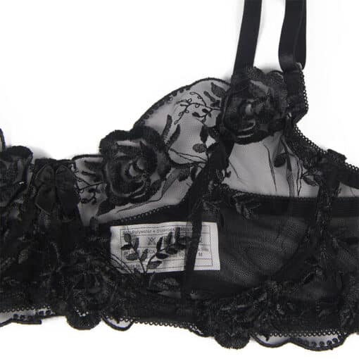 SUBBLIME - SET DE 3 PIEZAS SUJETADOR + TANGA + LIGA ESTAMPADO FLORAL NEGRO S/M - Imagen 10