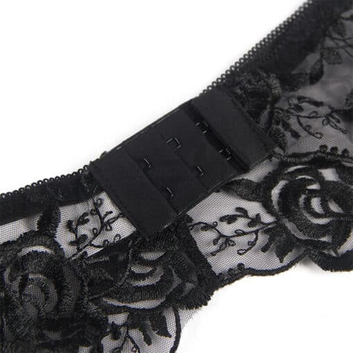 SUBBLIME - SET DE 3 PIEZAS SUJETADOR + TANGA + LIGA ESTAMPADO FLORAL NEGRO L/XL - Imagen 5