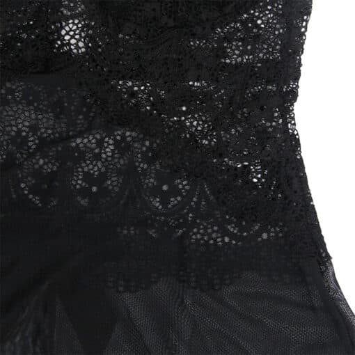 SUBBLIME - BABYDOLL TELA DE TUL DETALLE ENCAJE Y FLOR NEGRO L/XL - Imagen 8