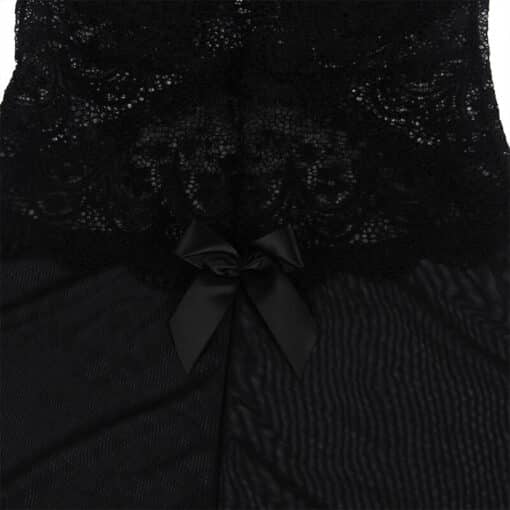 SUBBLIME - BABYDOLL TELA DE TUL DETALLE ENCAJE Y FLOR NEGRO L/XL - Imagen 5