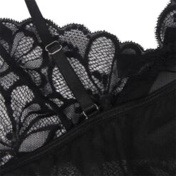 SUBBLIME - BABYDOLL CON TIRANTES AJUSTABLES Y ESTAMPADO FLORAL DE ENCAJE TRANSPARENTE NEGRO S/M - piKanteo | Despierta tu lado más piKante