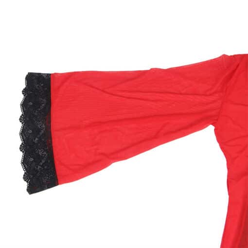 SUBBLIME - BATA TELA TRANSPARENTE DETALLE ENCAJE ROJO L/XL - Imagen 6