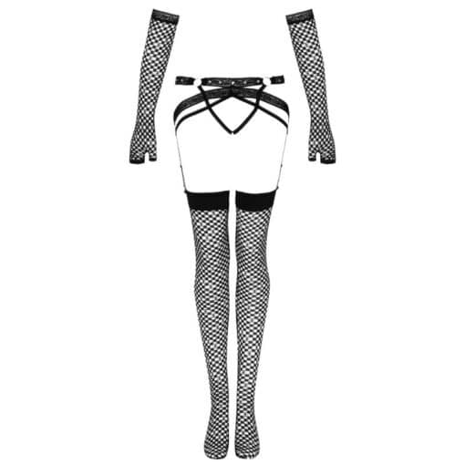 LIVCO CORSETTI FASHION - NEMALIA SET LIGUERO + MEDIAS + GUANTES NEGRO S/M - Imagen 4
