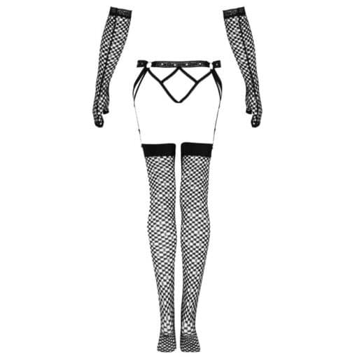 LIVCO CORSETTI FASHION - NEMALIA SET LIGUERO + MEDIAS + GUANTES NEGRO L/XL - Imagen 5