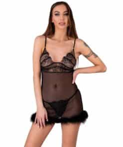 LIVCO CORSETTI FASHION - ZERUNAM SET BABYDOLL + TANGA NEGRO S/M