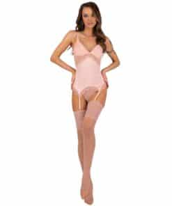 LIVCO CORSETTI FASHION - PERSINNE PEACH SET CORSET + PANTY + MEDIAS S/M