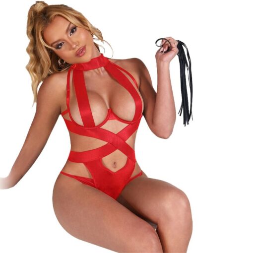 SUBBLIME - BODY HALTER SEXY CON ARNÉS ROJO S/M - Imagen 4