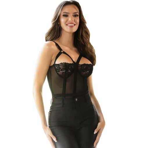 SUBBLIME - TEDDY CON LIGUERO DETALLE TIRAS PECHO NEGRO L/XL - Imagen 5