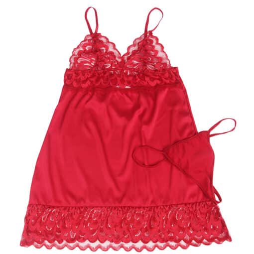 SUBBLIME - BABYDOLL SATINADO CON ENCAJE ROJO S/M - Imagen 6