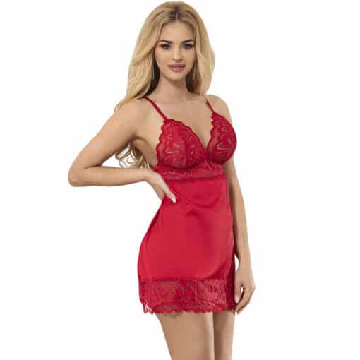 SUBBLIME - BABYDOLL SATINADO CON ENCAJE ROJO L/XL - Imagen 2